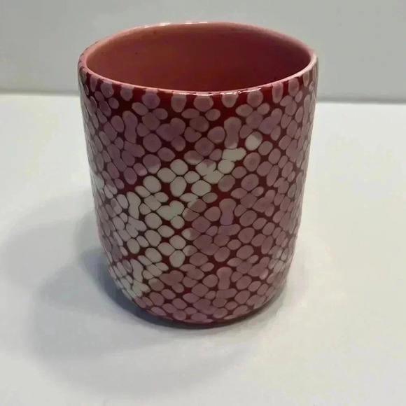 Anthropologie coffee mug cup cobra snake skin style red pink - Picture 4 of 5